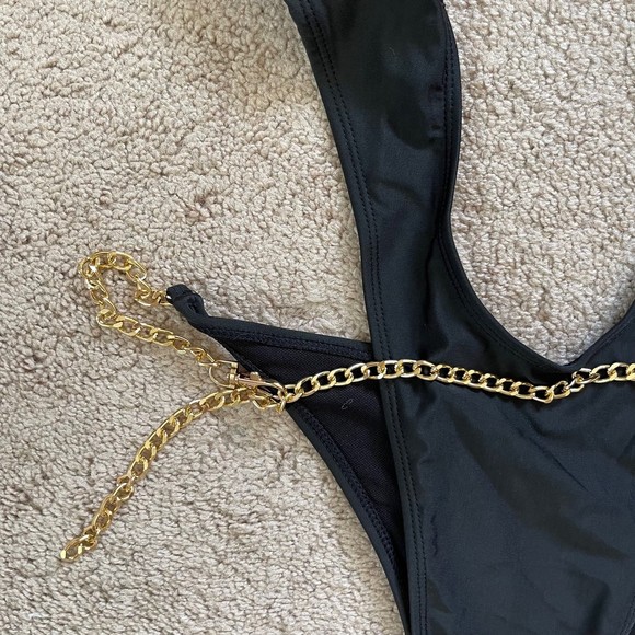 Swimsuit with gold tone chains New - Picture 3 of 6